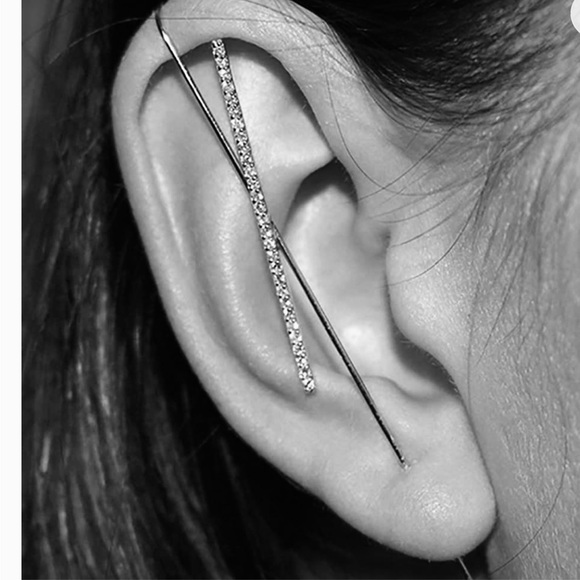 Fairy Earthy Magical Sparkling Zircon Unique Statement Bar Ear Cuff - Picture 8 of 8